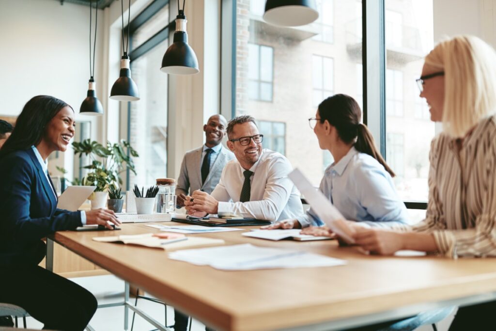 professional team assembling a meeting