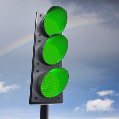 Stoplight showing all green lights