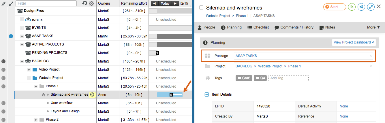 change package field in edit panel