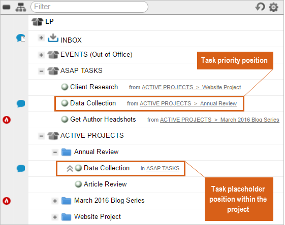 Multi-Project Scheduling - task placeholder position