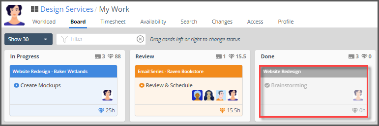 LiquidPlanner April 2021 Board and workload views