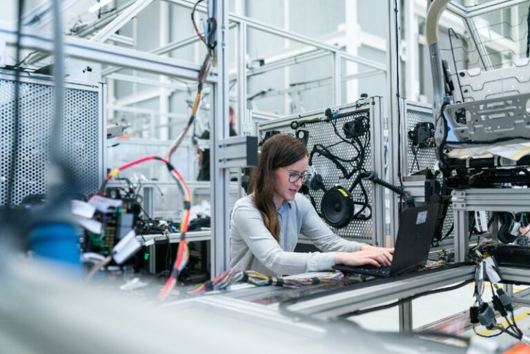 female engineer at desk