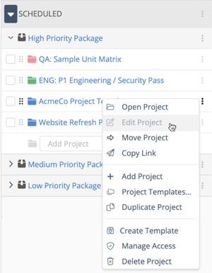 Edit Project Settings