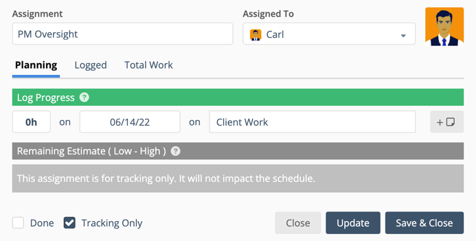 Tracking Only Task Assignments