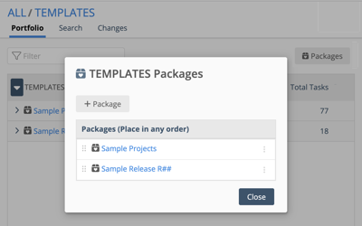 Package Modal in Templates Collection