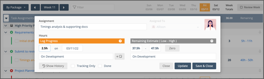 Update Task information, Cost Codes & Estimates from the Timesheet 