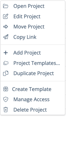 Duplicate Projects & Create Templates with right-click