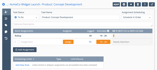 Task Edit Panel Scheduling Tab