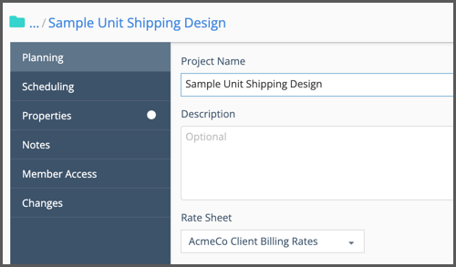 Associate Rate Sheets and Projects