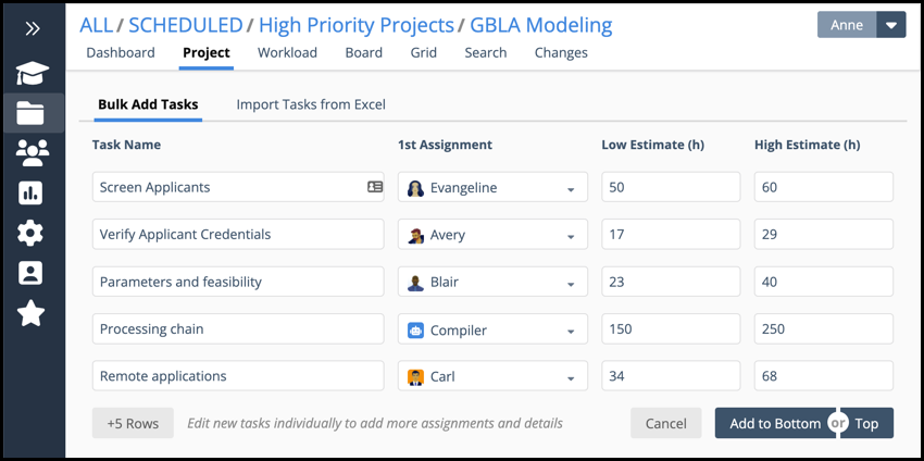 assignments and tasks Add Multiple Tasks