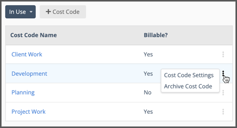 Archive & Reactivate Cost Codes