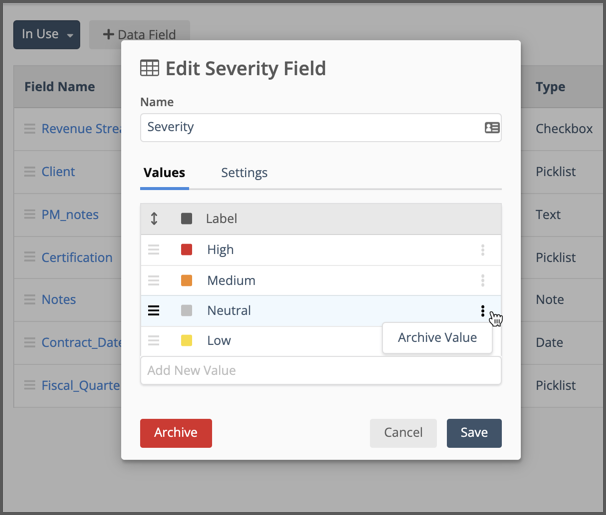 Managing Picklist Values