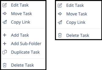 Manage tasks with right-click and 3-dot menus