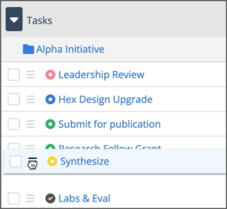 Drag & drop to prioritize Packages, Projects or Tasks