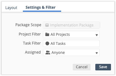 Package Dashboard Scope and Filtering example