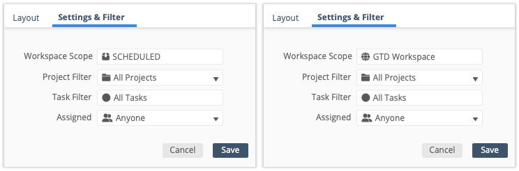 Workspace Scope Settings example