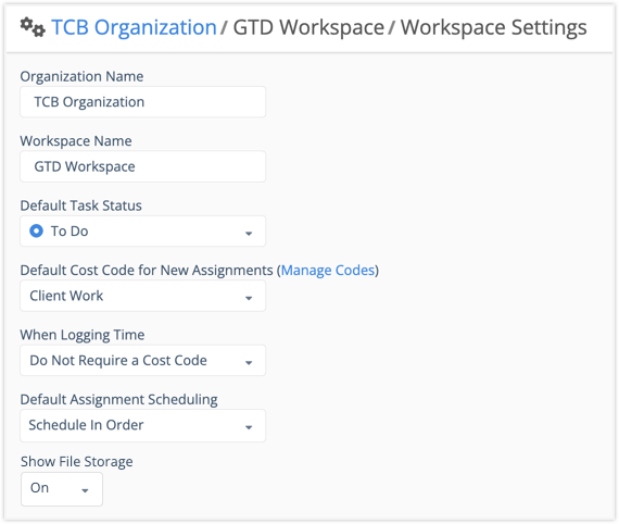 Workspace Settings