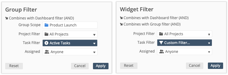 Package Dashboard Settings example