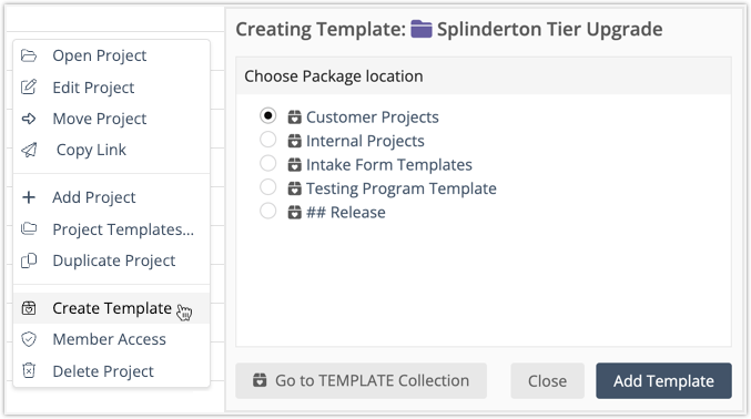 Create Project or Package Template