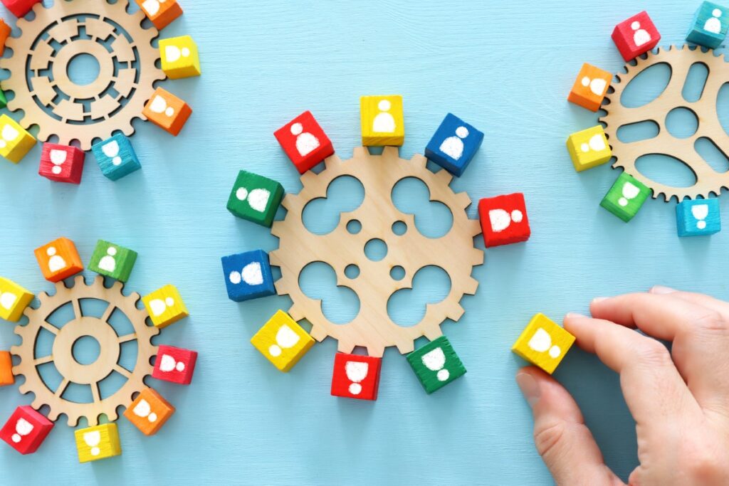 blocks and gears representing resource management software