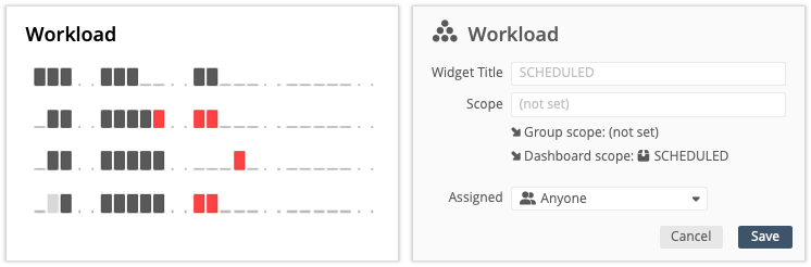 Workload Widget Settings
