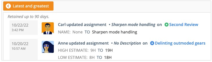 Click to expand Change widget example