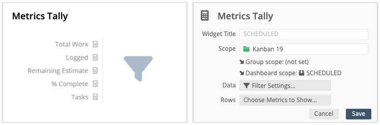 Metrics Tally Settings example