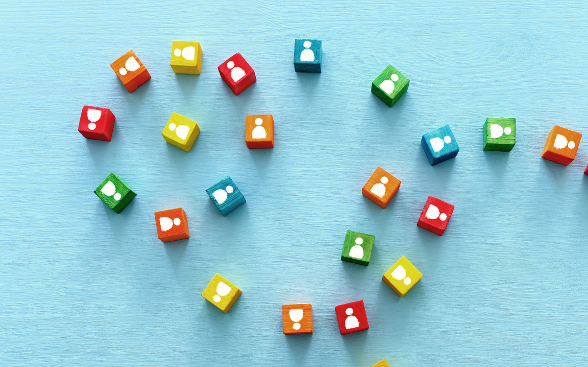 blocks with characters arranged in intersecting rings