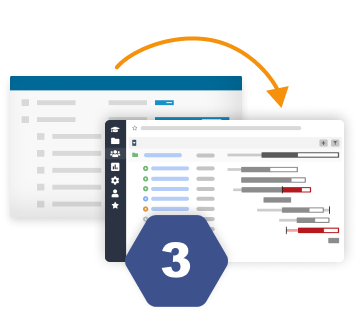 liquidplanner classic ui with an arrow to liquidplanner new ui