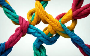 many ropes of different kinds intertwined with one another